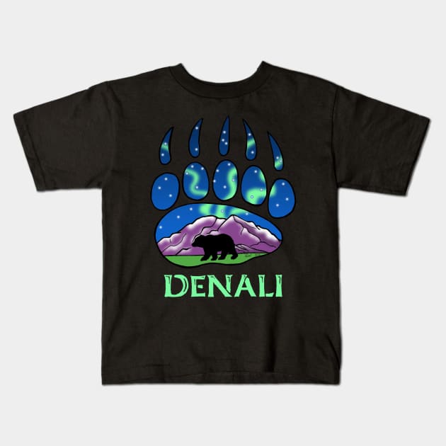 Denali Aurora Kids T-Shirt by HonuHoney